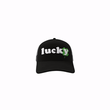 Load image into Gallery viewer, BLACK &quot;LUCKY&quot; MESH HAT
